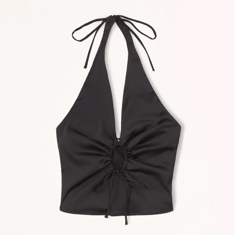 Black Satin Halter Top